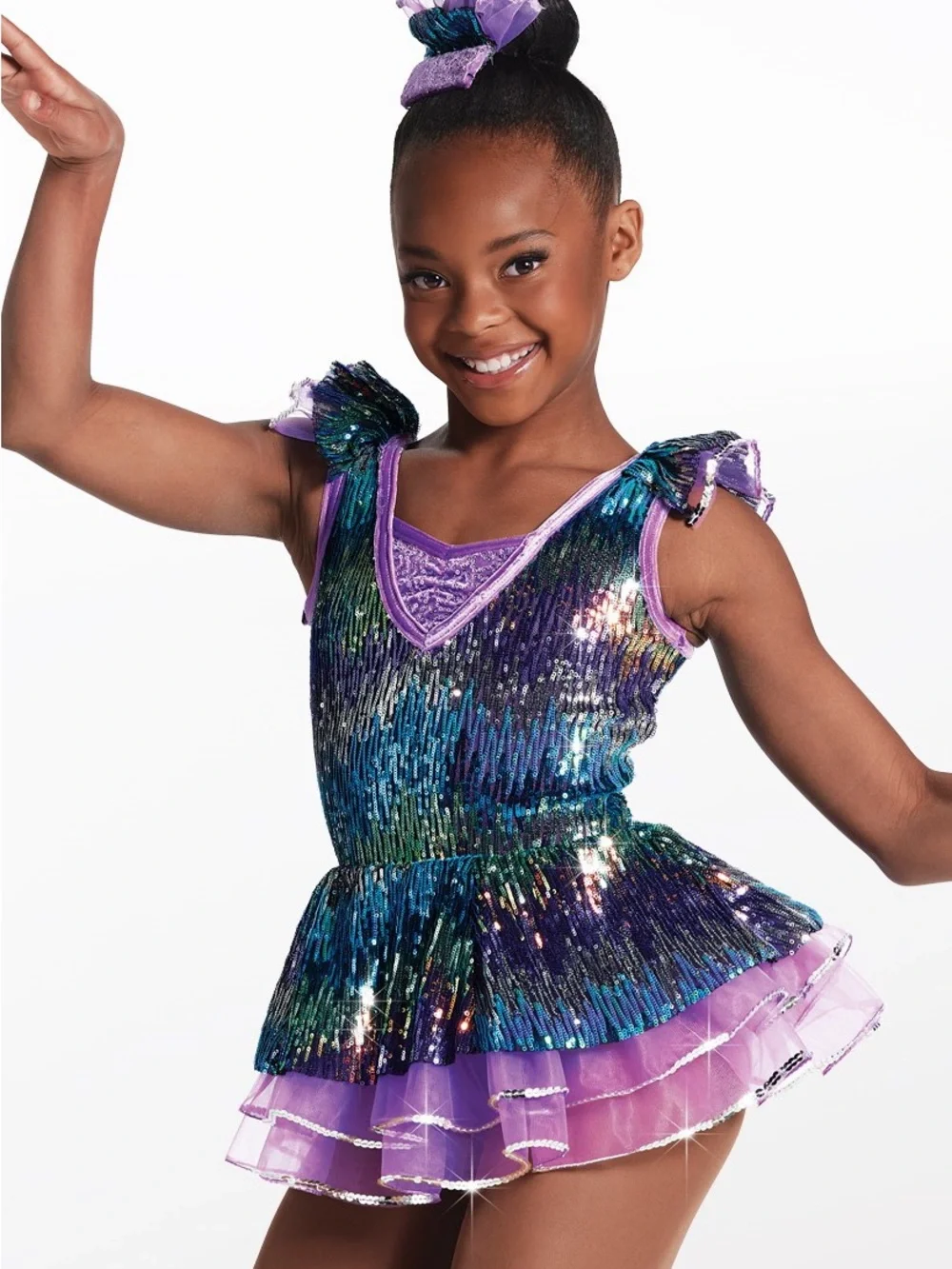Weissman Purple Multicolor Sequin Dance Dress